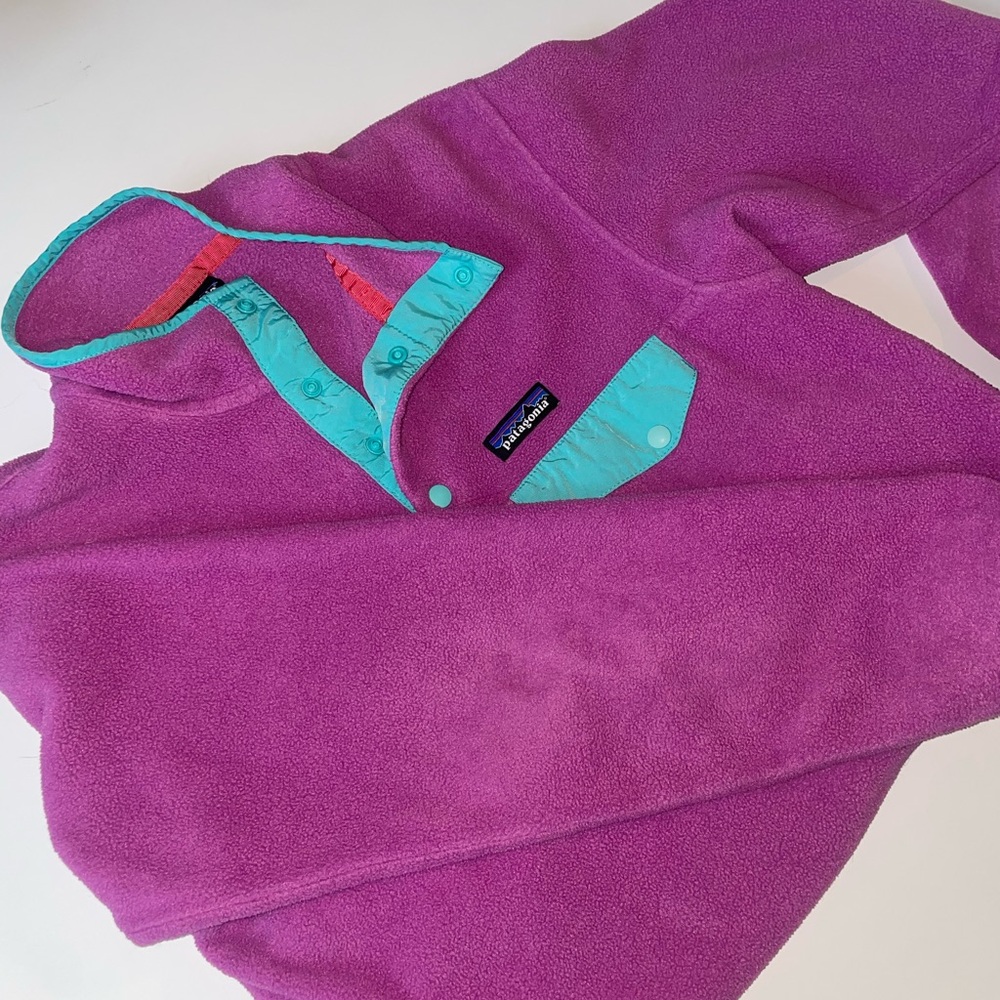 Patagonia Synchilla Snap-T Retro Women's Teal/Purple Fleece Pullover Jacket